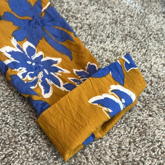 FRNCH Paris Womens Vacay Blouse Size M/L Medium Large mustard blue floral boho - Picture 12 of 16